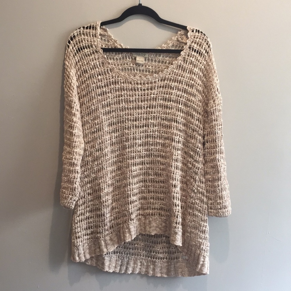 Lucky Brand Tan 3/4 Sleeve Sweater